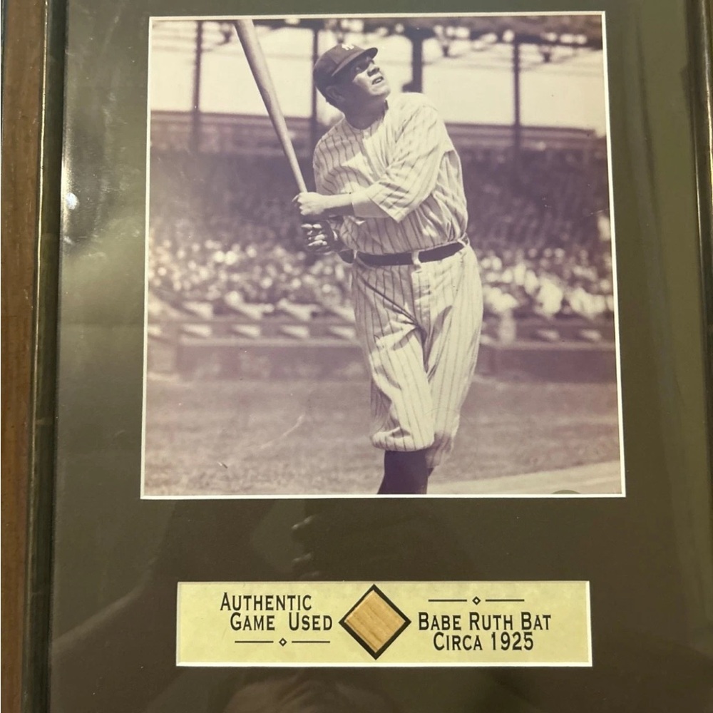 Vintage Babe Ruth Memorabilia with Brown Frame